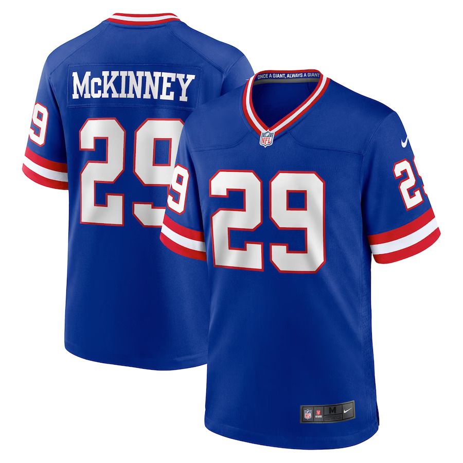 Men New York Giants 29 Xavier McKinney Nike Royal Classic Player Game NFL Jersey